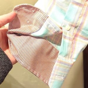 Pastel plaid shirt with contrasting cuffs